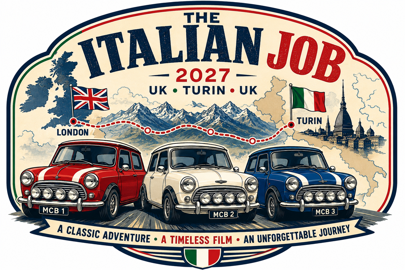 The Italian Job 2027 rally logo
